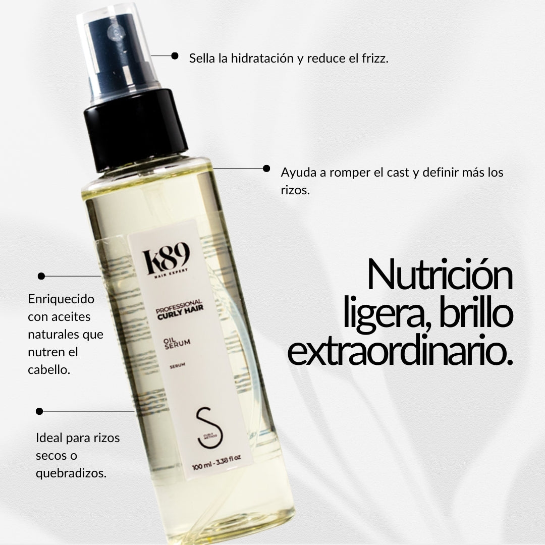 Oil Serum revitalizador de rizos con aceite de rosa mosqueta, aportando brillo e hidratación / Elimina el frizz 100ml.
