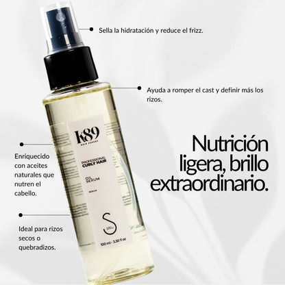 Oil Serum revitalizador de rizos con aceite de rosa mosqueta, aportando brillo e hidratación / Elimina el frizz 100ml.