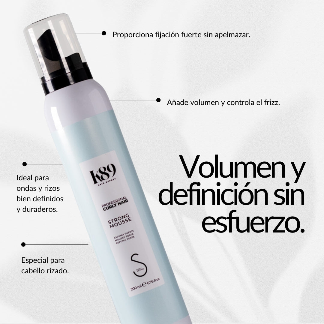 Strong Mousse Curly Hair / Espuma para definición de rizos / No apelmaza el cabello 200ml.